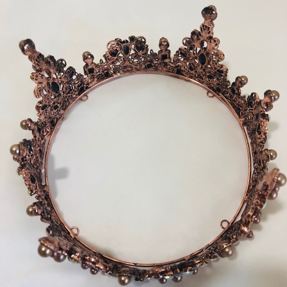 Rose Gold Metal Jeweled Crown - Picture 3 of 3